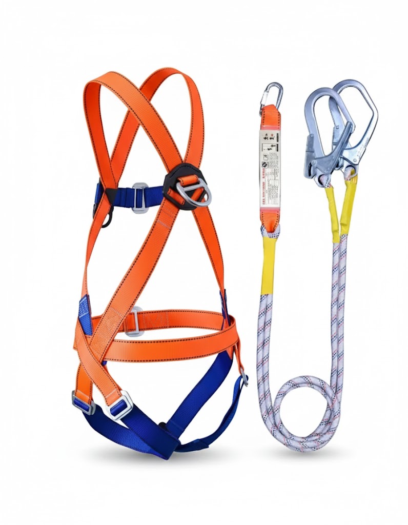 Combyeo Arnés de Seguridad con Cuerda Doble y Gancho - Arnés de Seguridad Cuerpo Completo